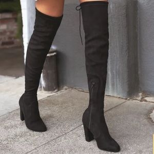 Black Suede Over the Knee Boots